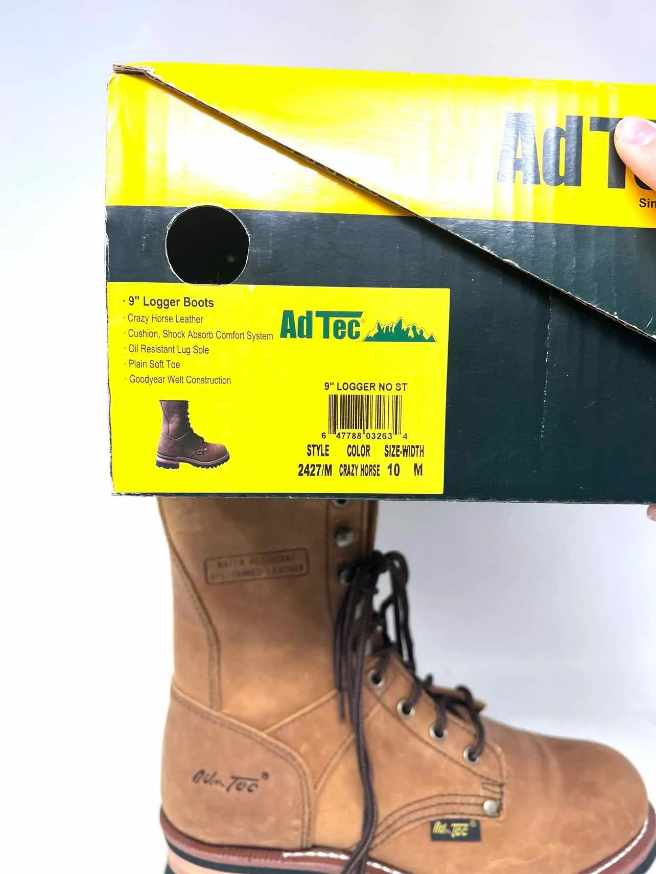 AdTec Size 10 Brown Lace-Up Leather W/ BOX!!! Shoes Boots