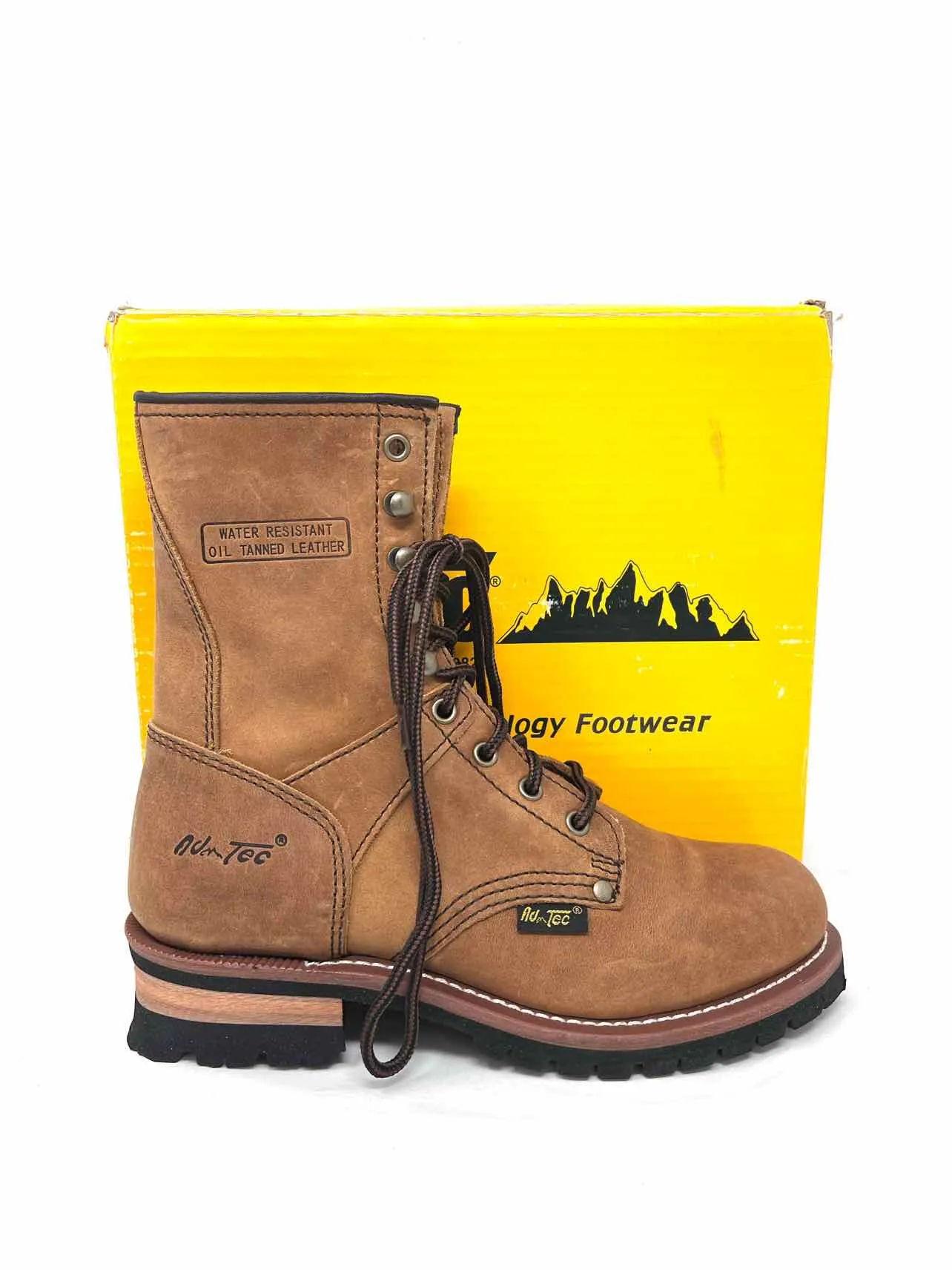 AdTec Size 10 Brown Lace-Up Leather W/ BOX!!! Shoes Boots