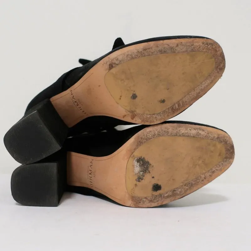 Alexandre Birman Lorraine Ankle Boots Black Suede with Velvet Bows Size 37.5