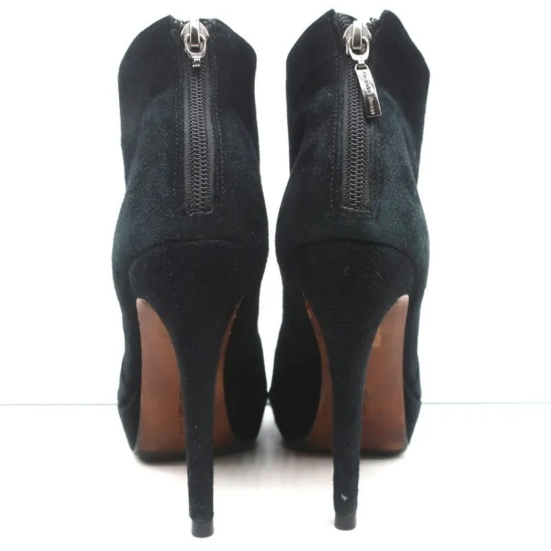 Alexandre Birman Platform Ankle Boots Black Suede Size 7 High Heel Booties