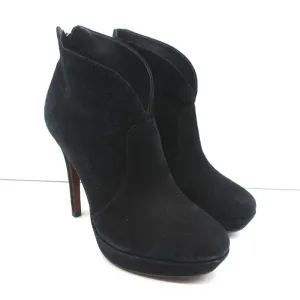 Alexandre Birman Platform Ankle Boots Black Suede Size 7 High Heel Booties
