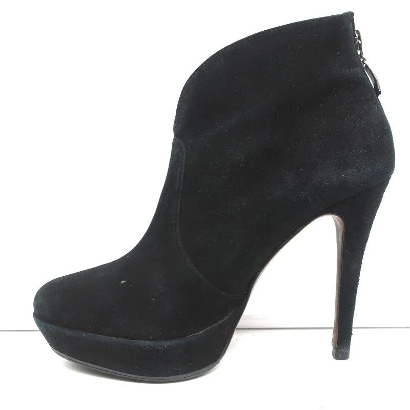 Alexandre Birman Platform Ankle Boots Black Suede Size 7 High Heel Booties