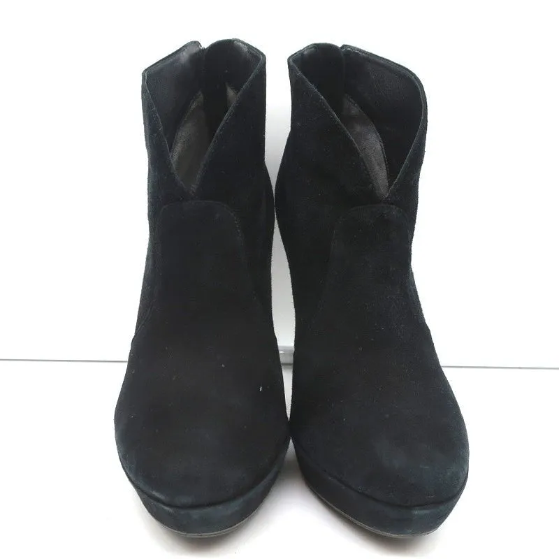 Alexandre Birman Platform Ankle Boots Black Suede Size 7 High Heel Booties
