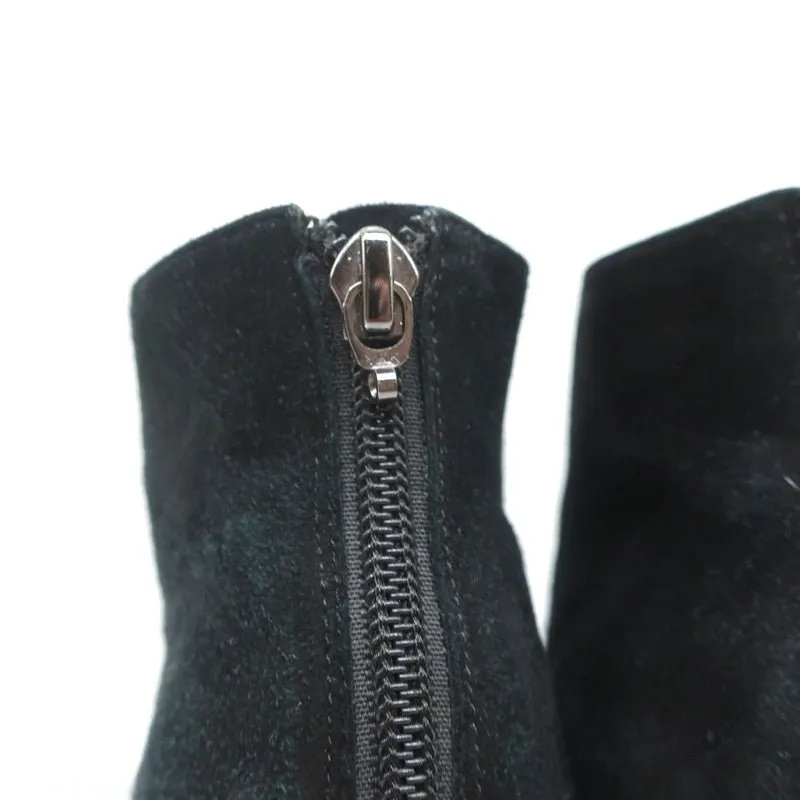 Alexandre Birman Platform Ankle Boots Black Suede Size 7 High Heel Booties