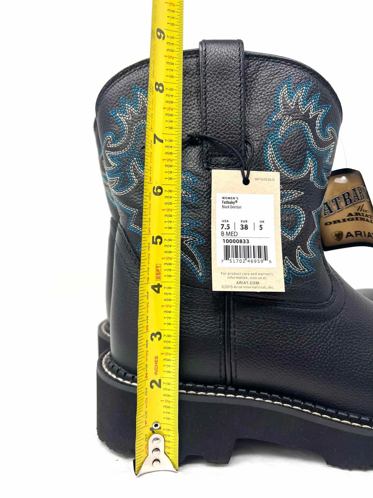 Ariat Size 7.5 Black/Blue Embroidered Leather NEW Shoes Boots