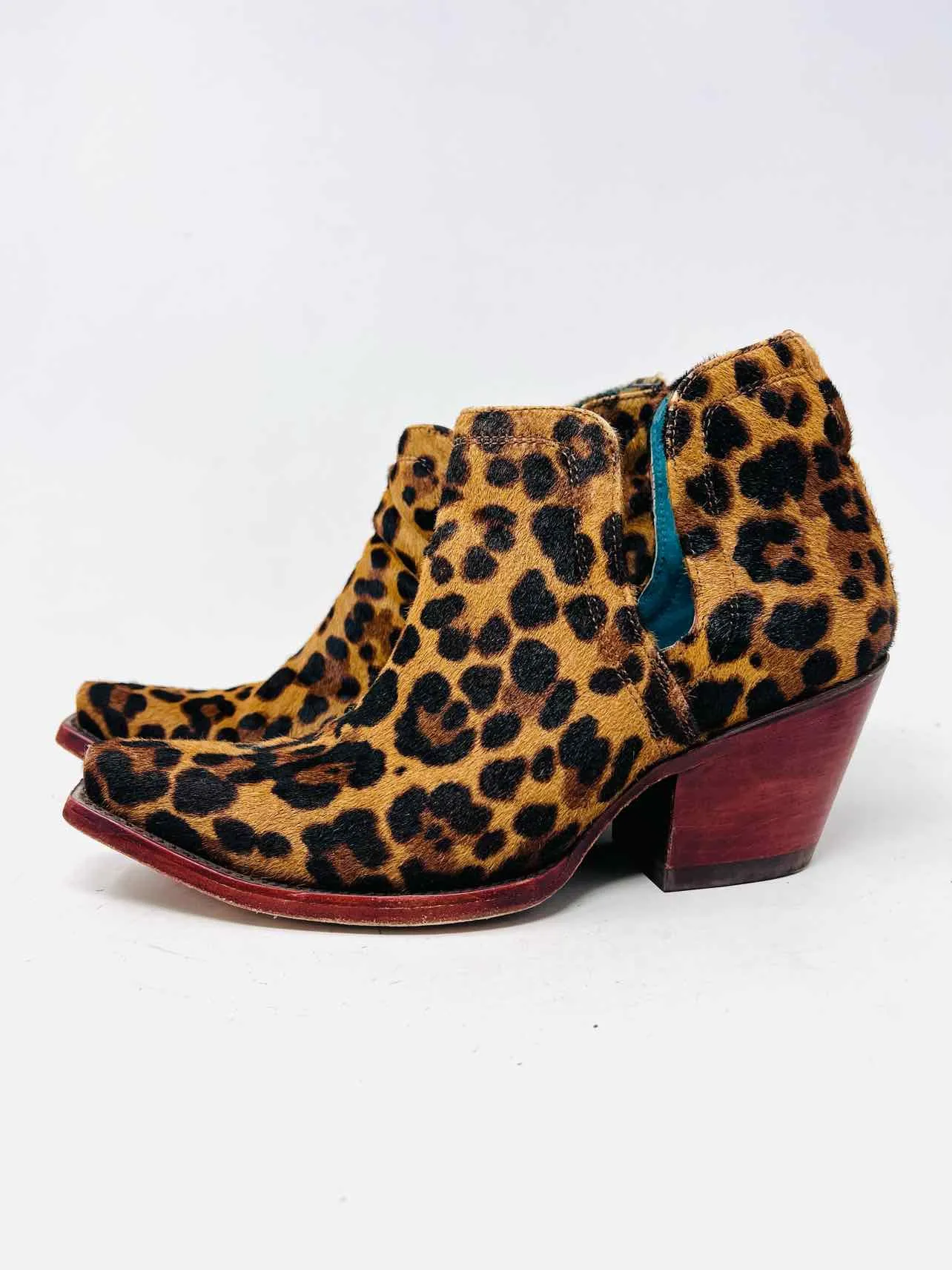 Ariat Size 8.5 Tan/Black Animal Print Cowhide AS IS Shoes Ankle Boots