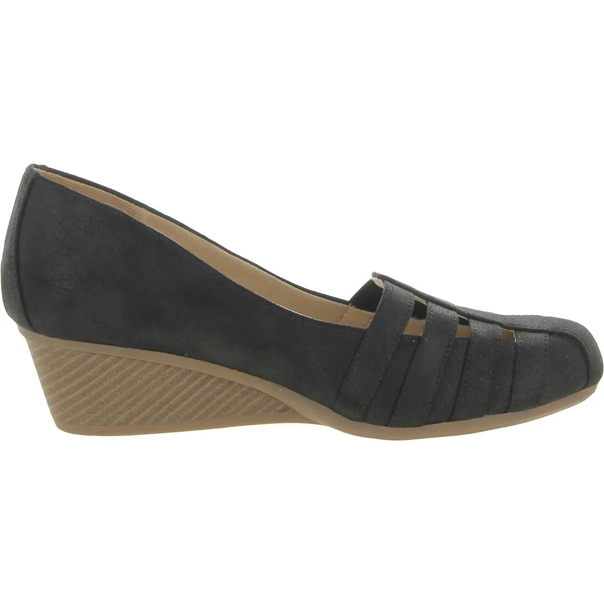 Be Free Womens Faux Leather Slip-On Wedge Heels