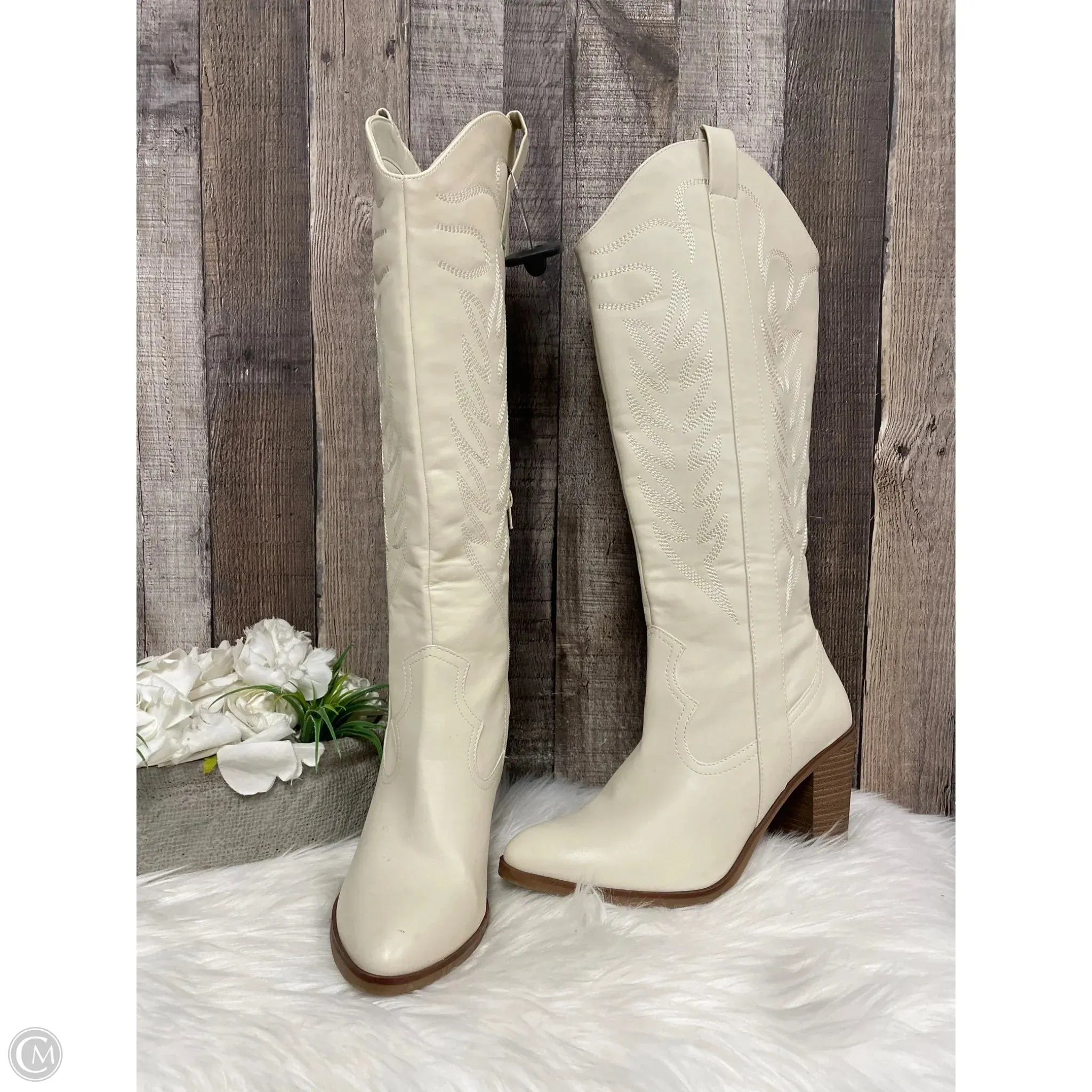 Boots Knee Heels By Mia In Beige, Size: 10