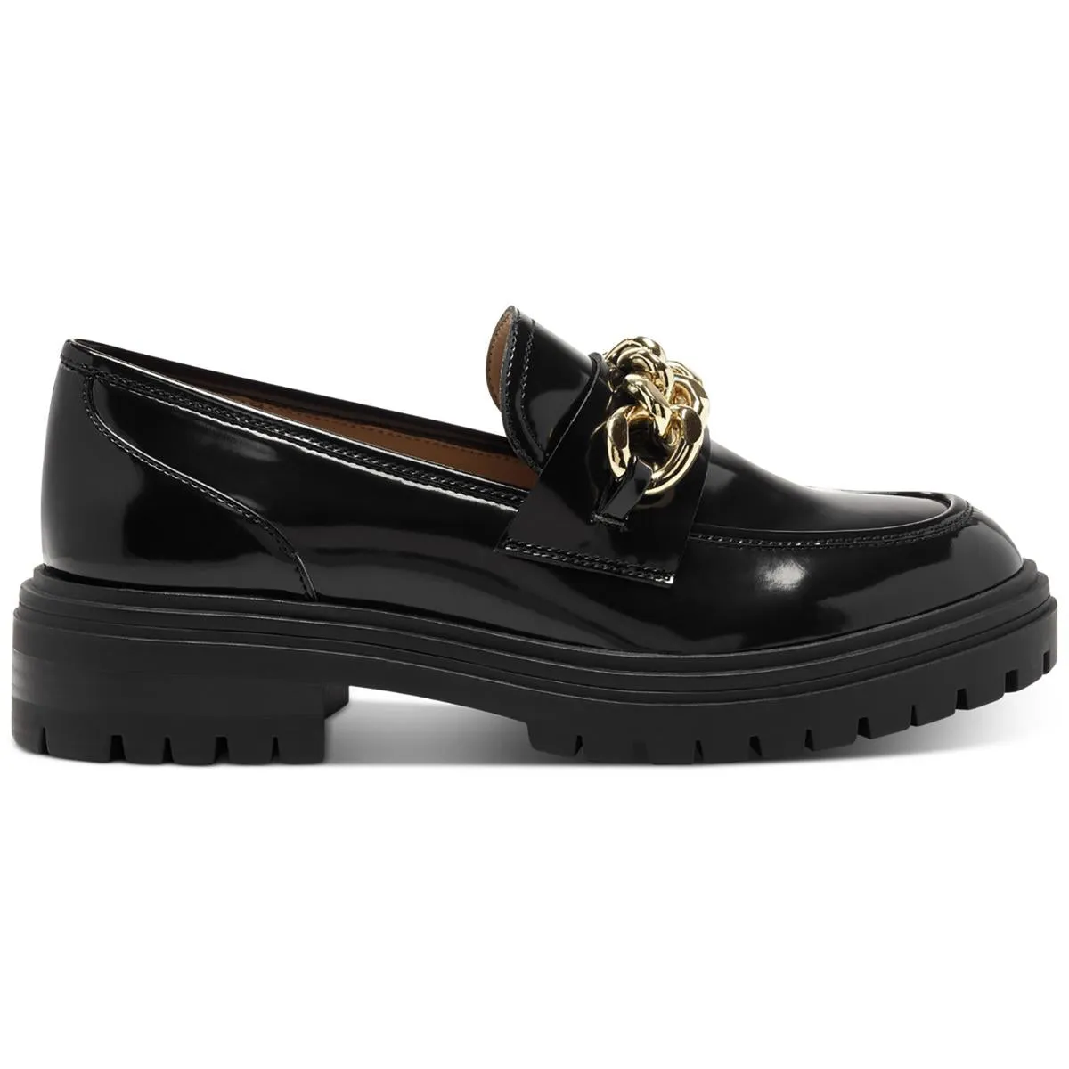 Brea Womens Patent Chain Trim Loafers