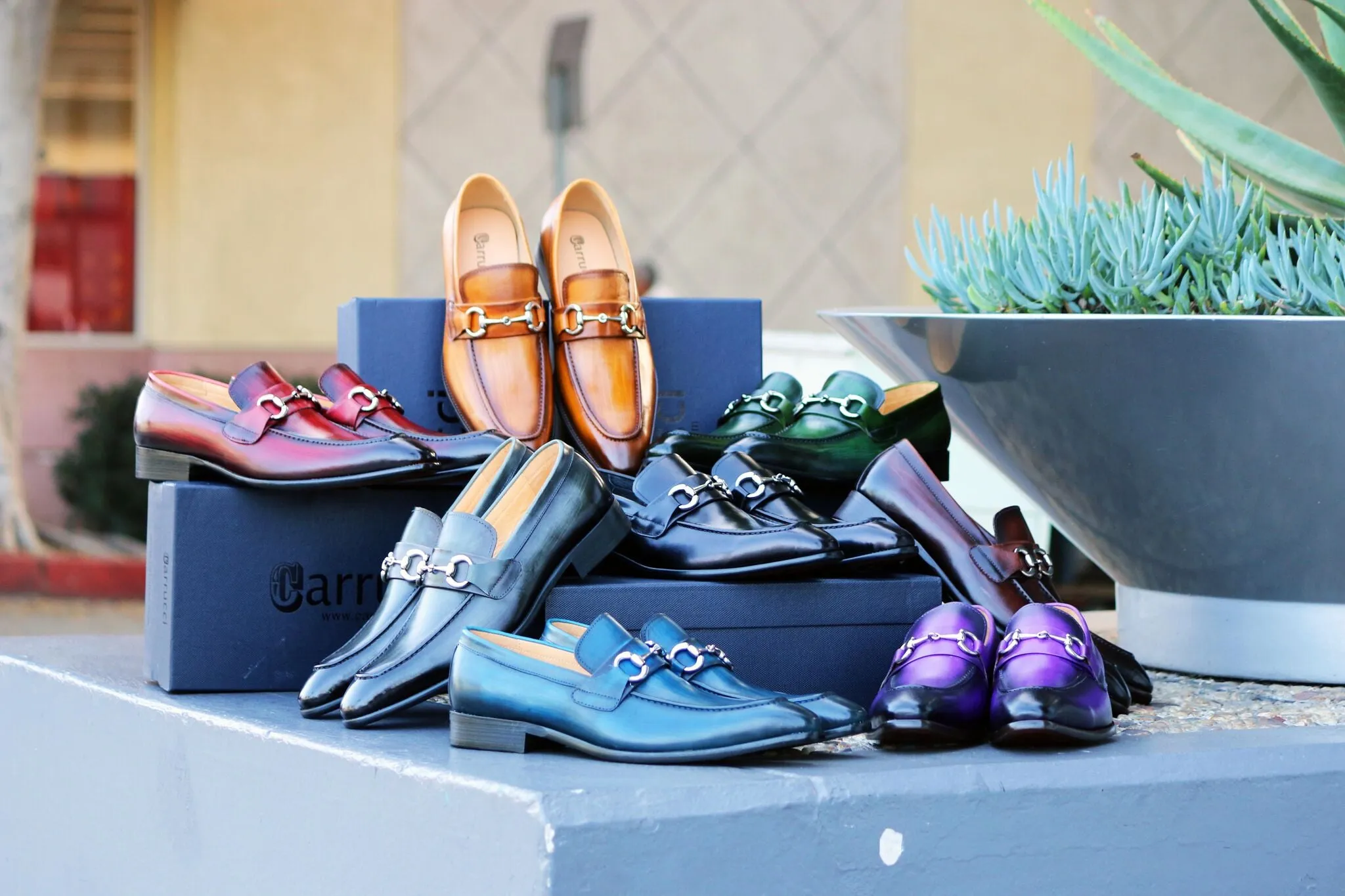 Burnished Calfskin Slip-On Loafer Blue