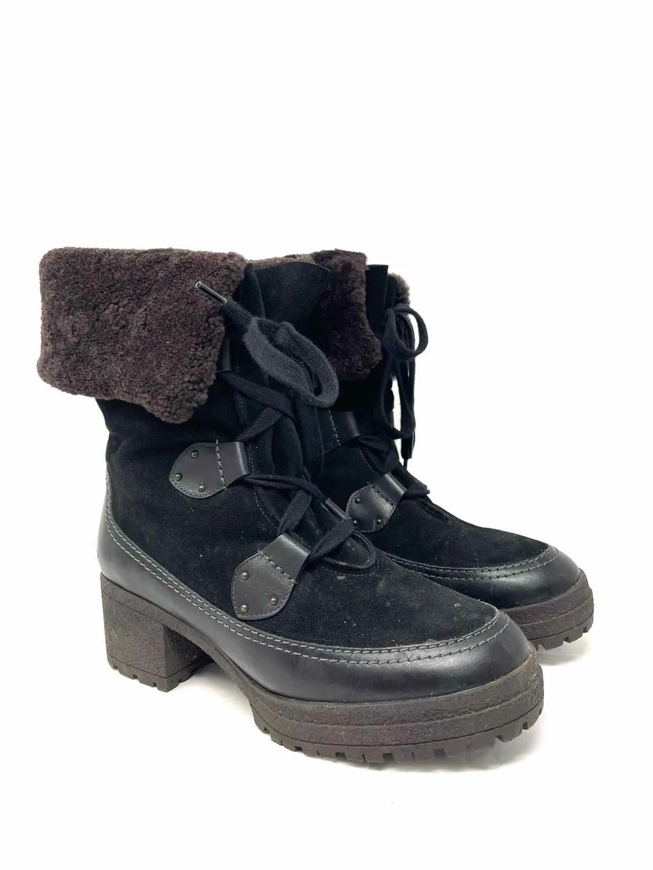 Chloe Size 10 Black Lace-Up Suede AS IS Shoes Boots