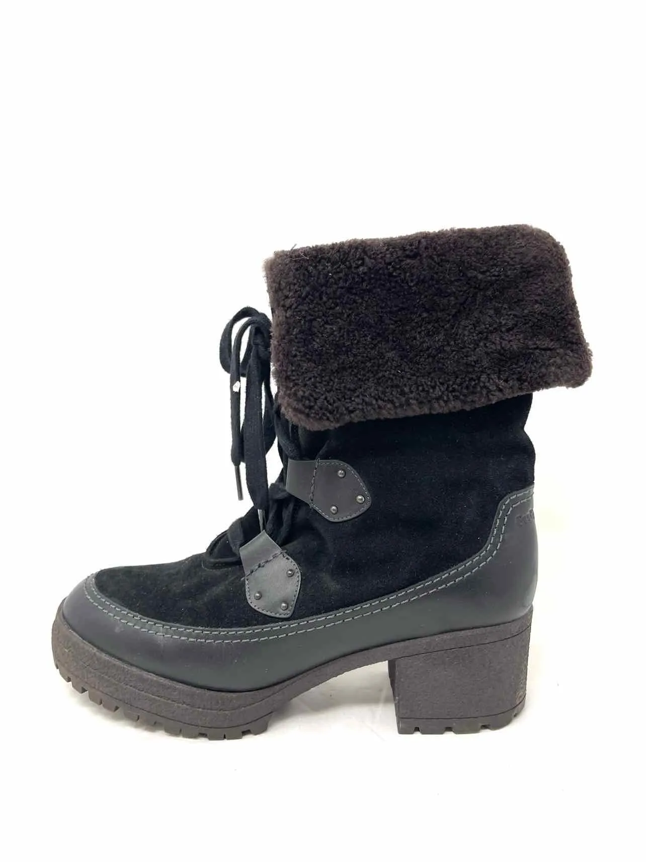 Chloe Size 10 Black Lace-Up Suede AS IS Shoes Boots