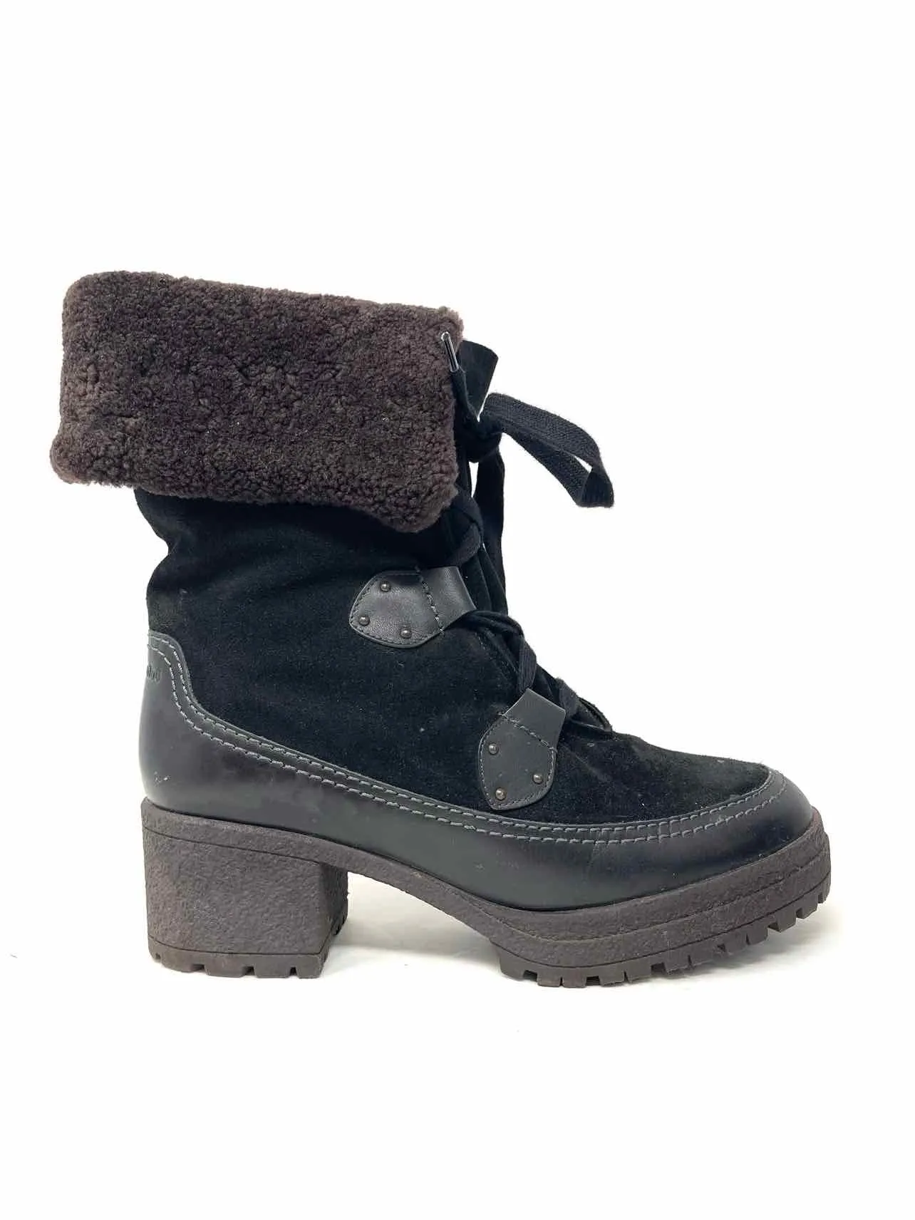 Chloe Size 10 Black Lace-Up Suede AS IS Shoes Boots