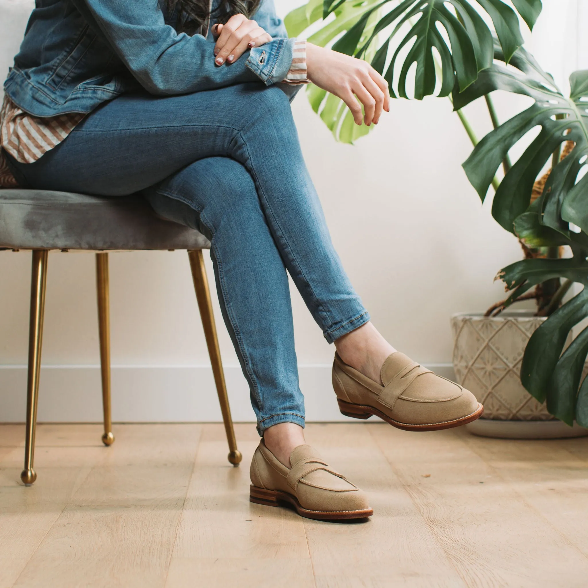Clara Penny Loafer Tan Suede