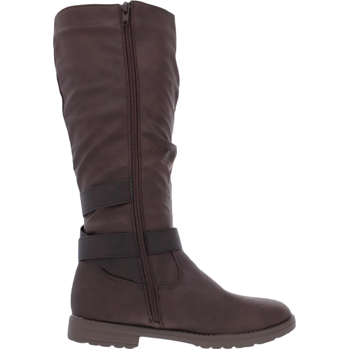 Dagny Womens Faux Leather Lugged Soles Mid-Calf Boots