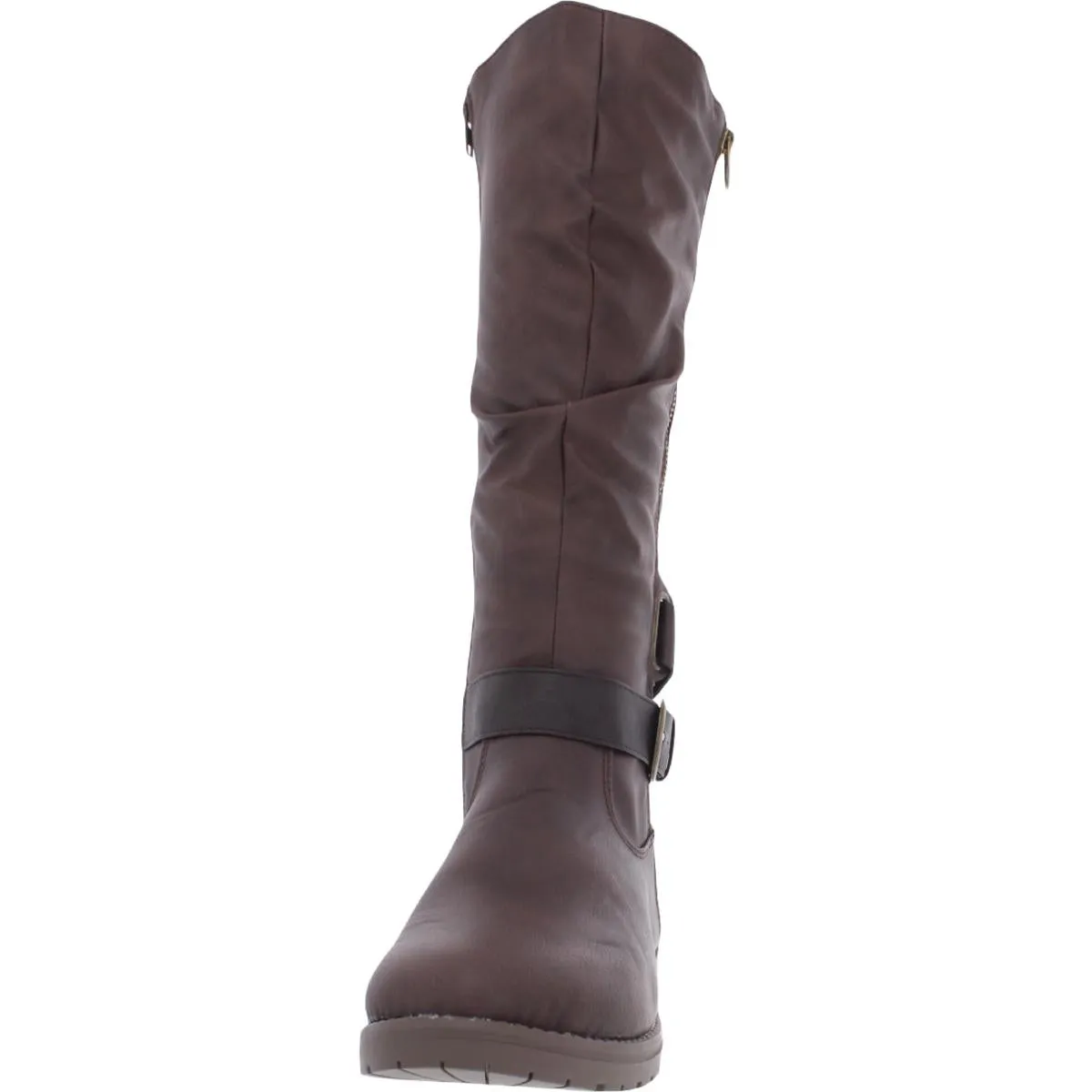 Dagny Womens Faux Leather Lugged Soles Mid-Calf Boots
