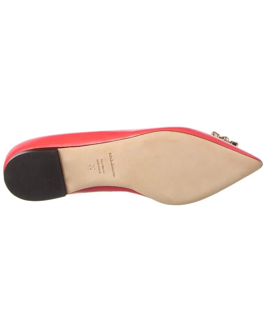 Dolce & Gabbana Jewel Embellished Leather Flat