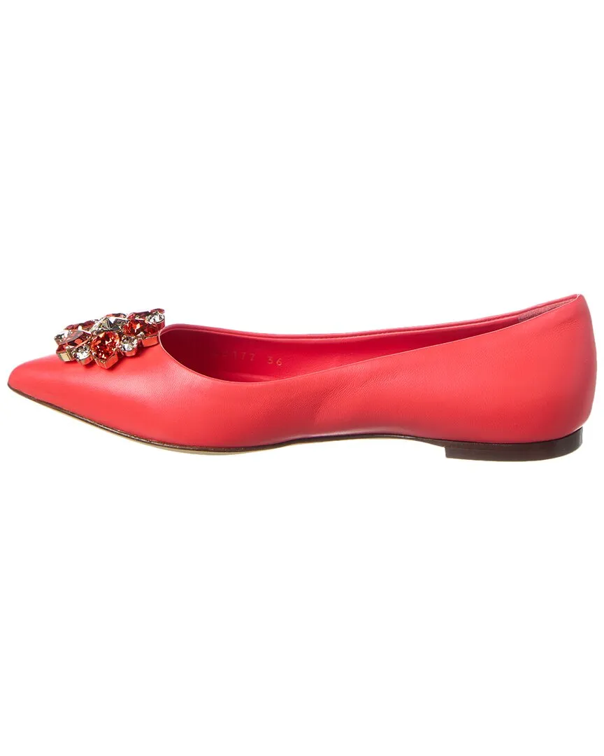 Dolce & Gabbana Jewel Embellished Leather Flat