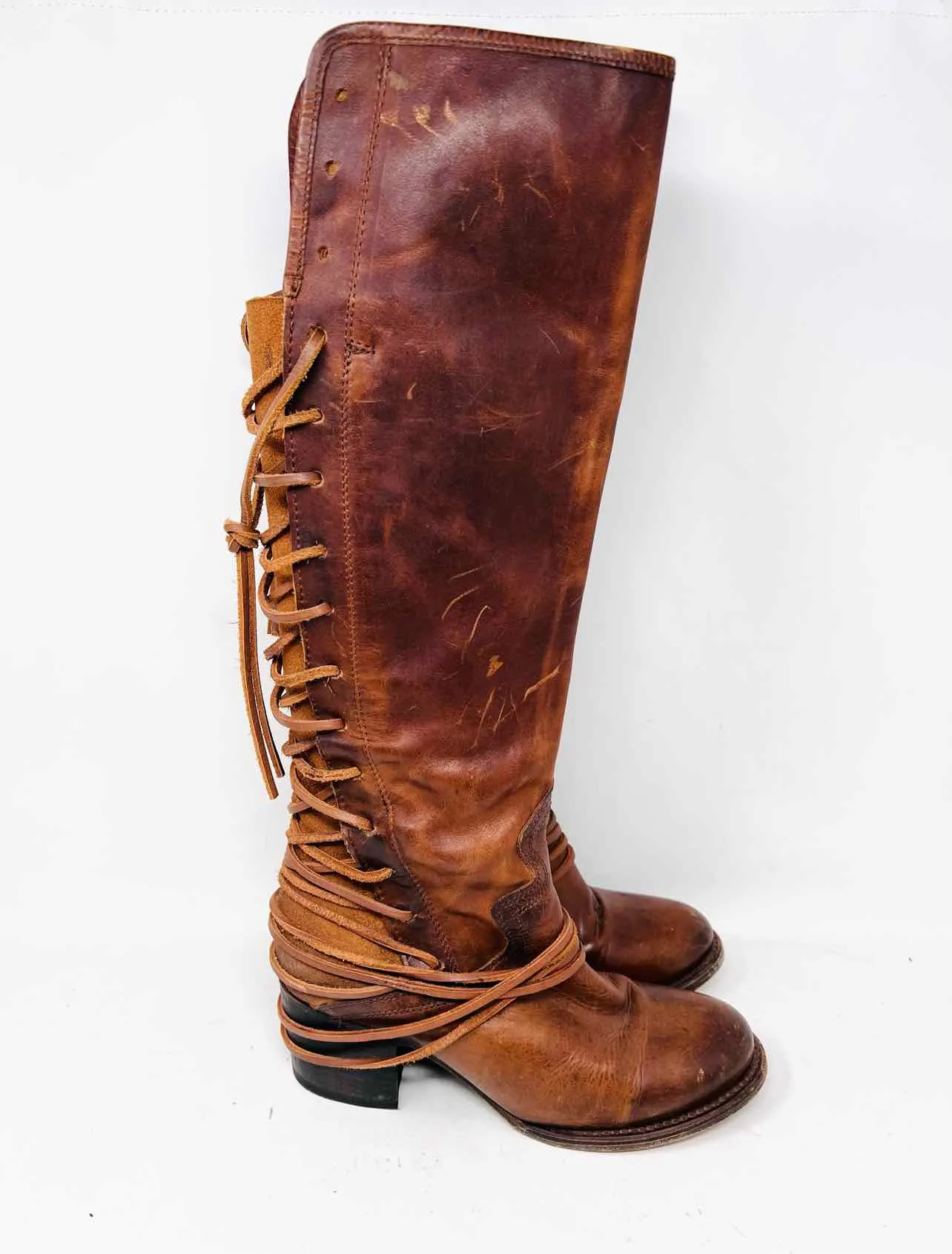 Freebird Size 9 Brown Lace-Up Leather AS IS Shoes Boots