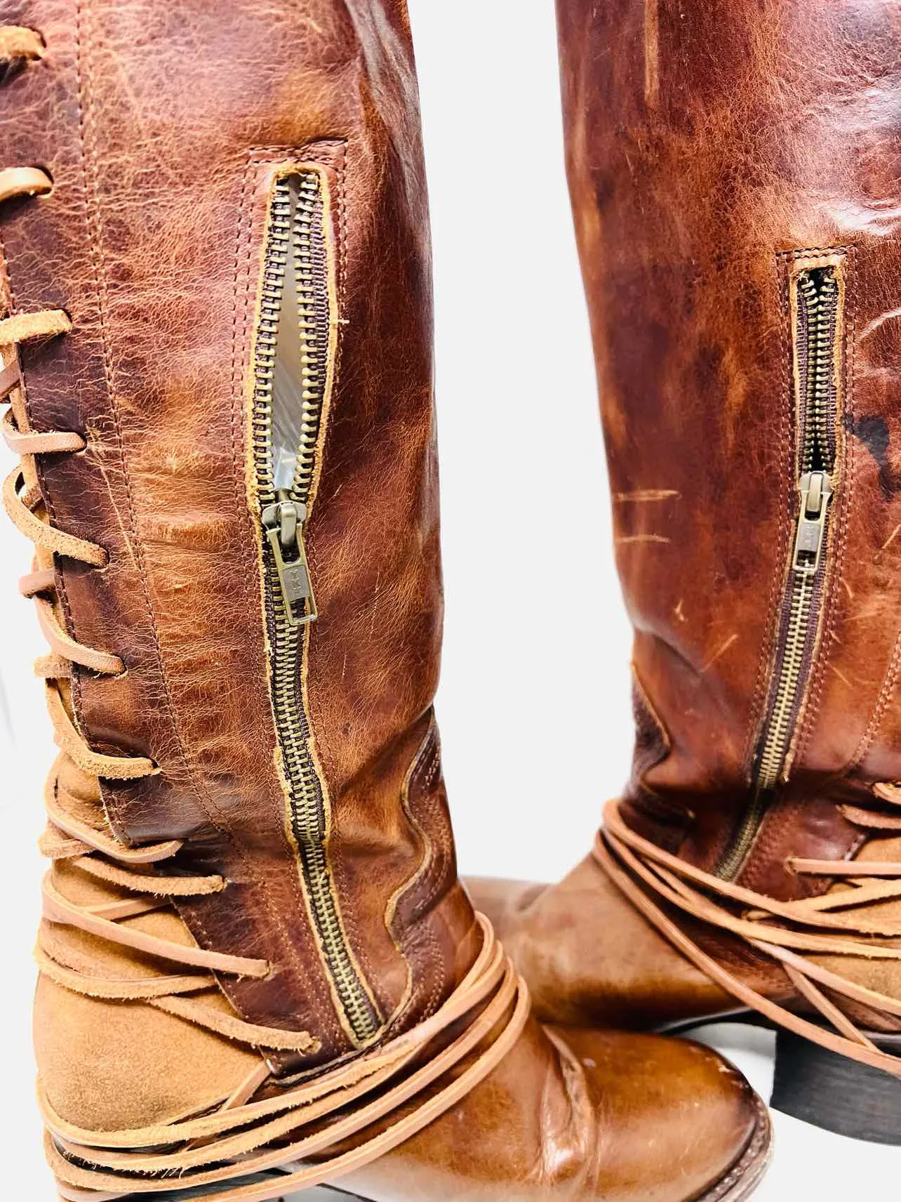 Freebird Size 9 Brown Lace-Up Leather AS IS Shoes Boots