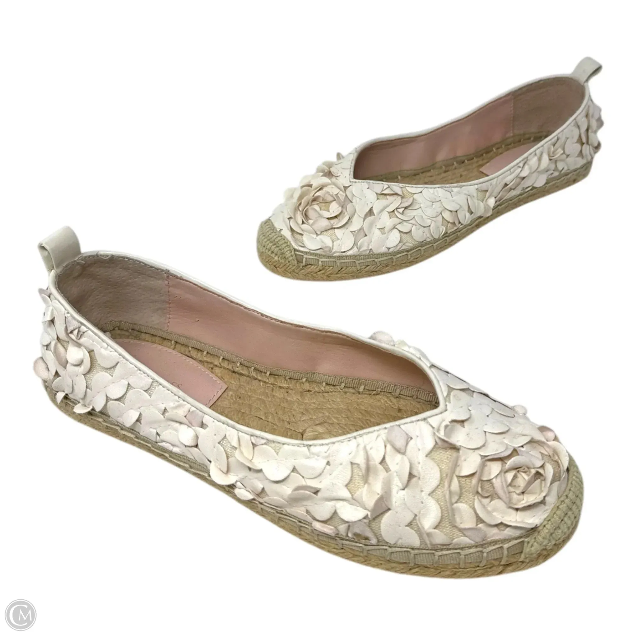 Gisella Floral Appliqué Slip-On Espadrilles By Avec Les Filles In Cream, Size: 7.5