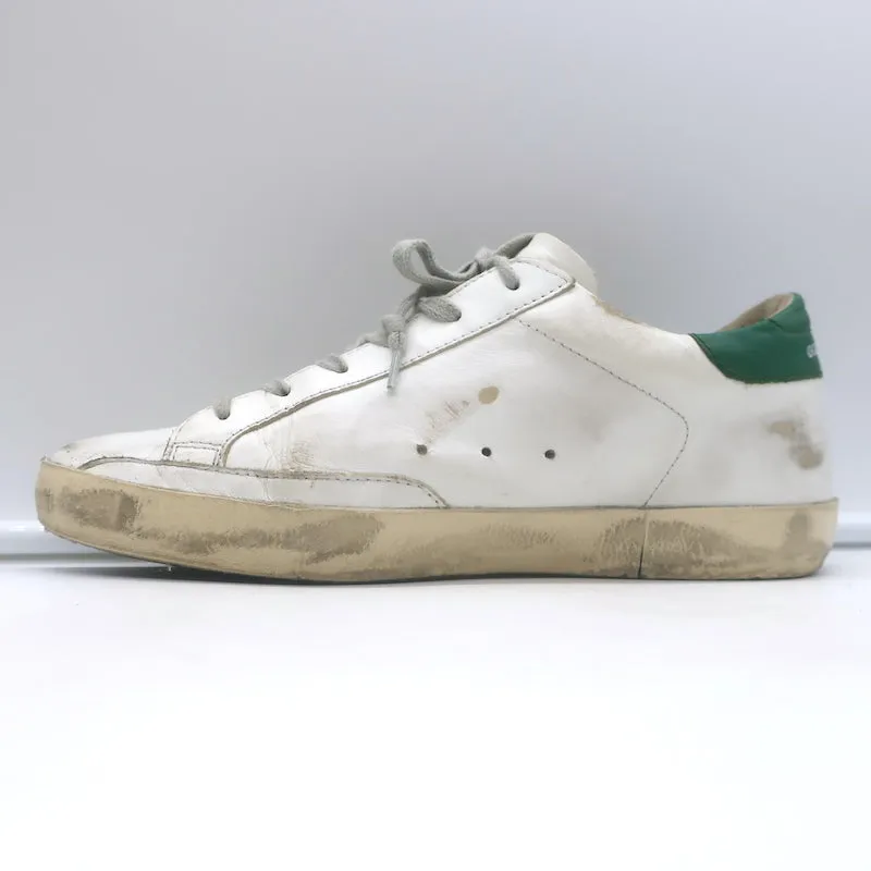 Golden Goose Superstar Glitter Star Sneakers White & Green Leather Size 38