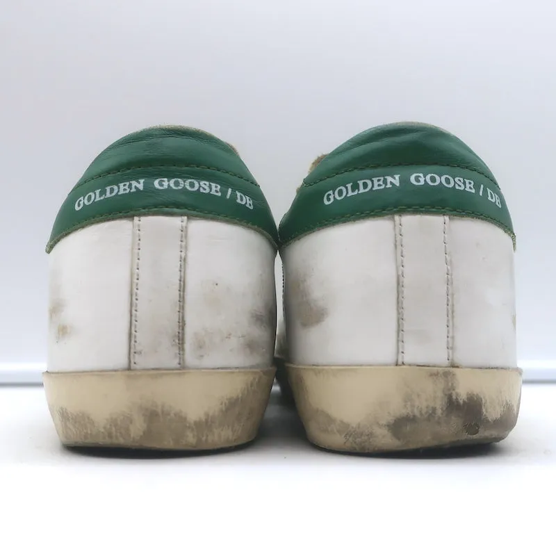 Golden Goose Superstar Glitter Star Sneakers White & Green Leather Size 38
