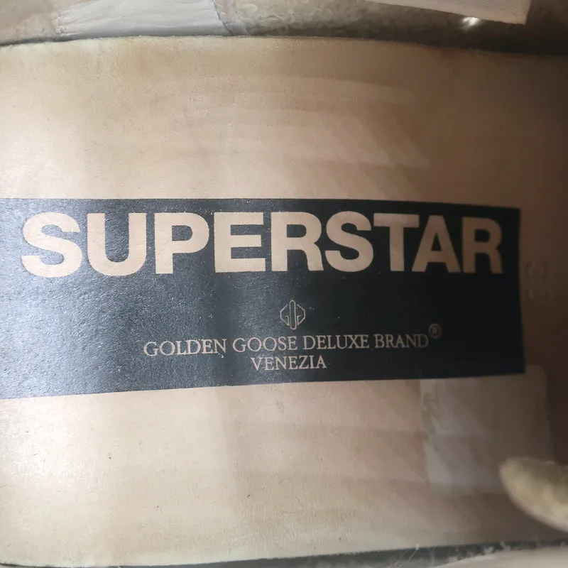Golden Goose Superstar Glitter Star Sneakers White & Green Leather Size 38