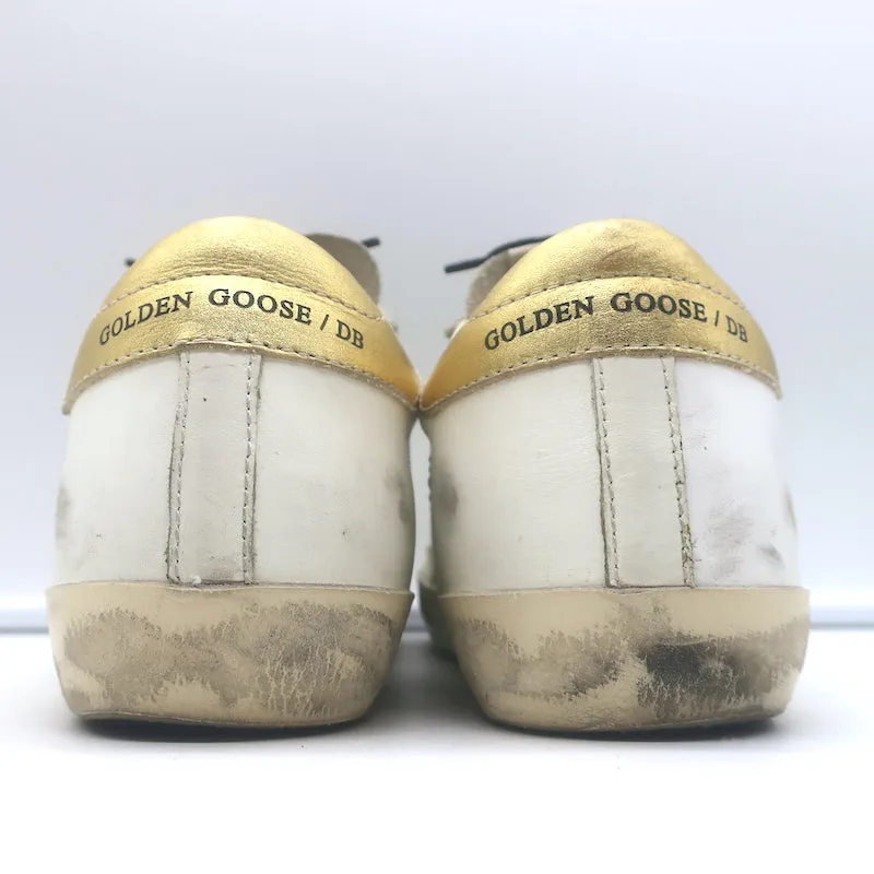 Golden Goose Superstar Leopard Pony Hair Star Sneakers White Leather Size 38