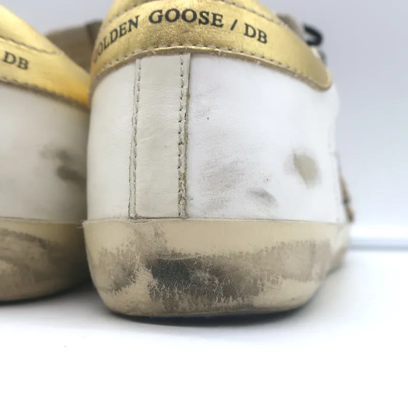 Golden Goose Superstar Leopard Pony Hair Star Sneakers White Leather Size 38