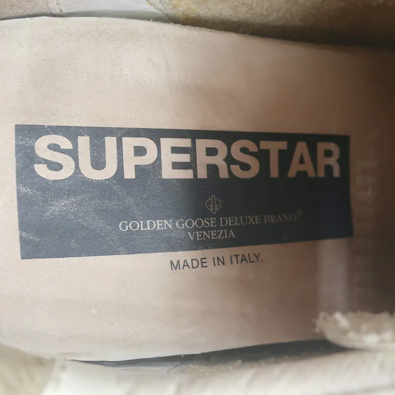 Golden Goose Superstar Leopard Pony Hair Star Sneakers White Leather Size 38