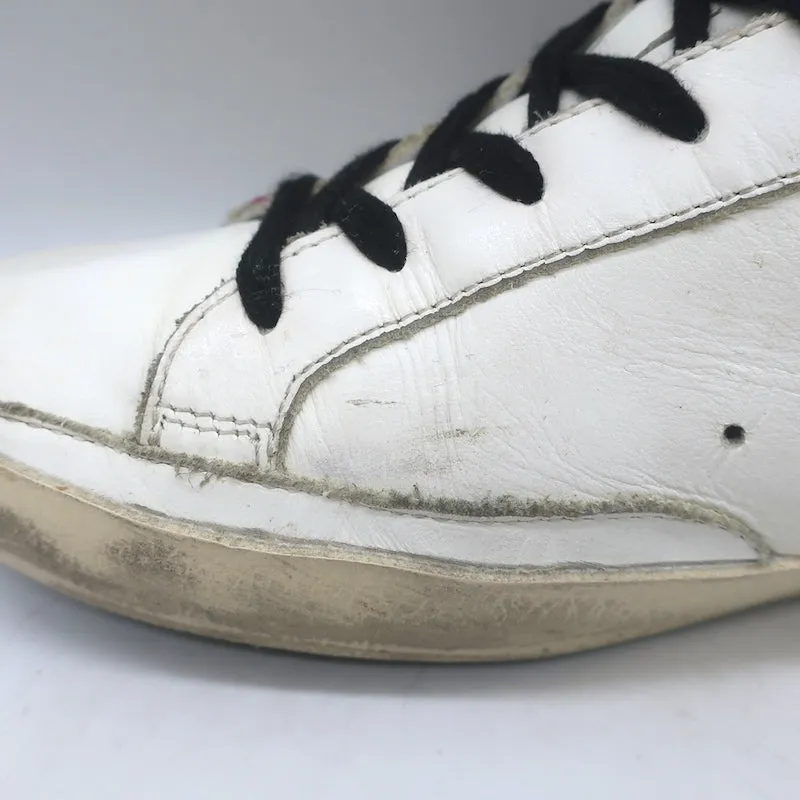 Golden Goose Superstar Leopard Pony Hair Star Sneakers White Leather Size 38