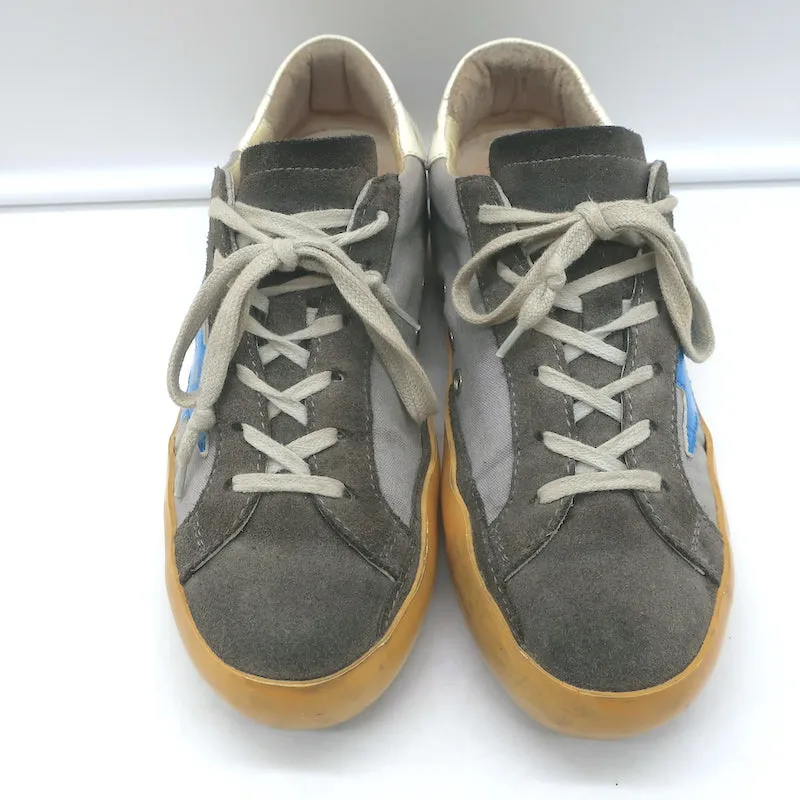 Golden Goose Superstar Low Top Sneakers Gray Canvas & Suede Size 37