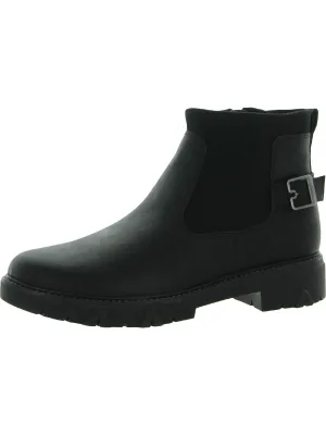 Hitch Womens Faux Leather Block Heel Chelsea Boots