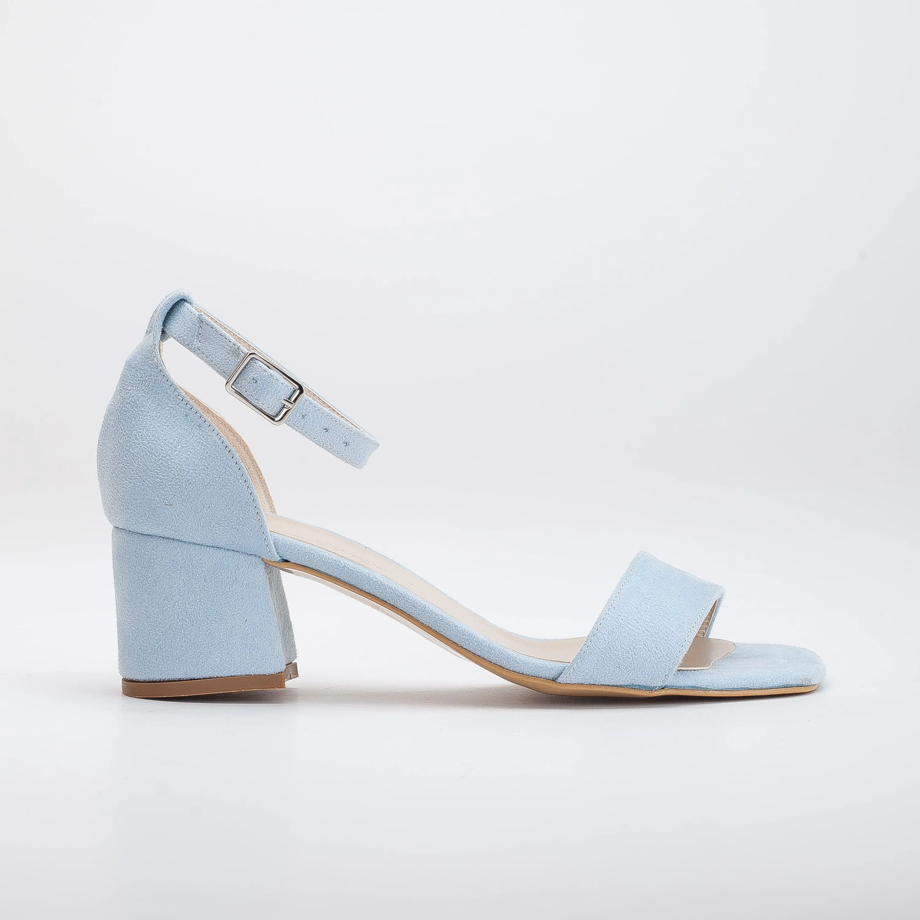 Illy Vegan Suede Pearl Block Heels | Blue