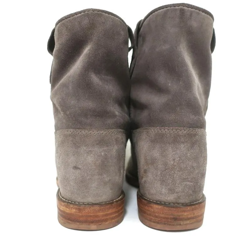 Isabel Marant Etoile Crisi Ankle Boots Gray Suede Size 38 Hidden-Wedge Booties