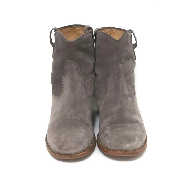 Isabel Marant Etoile Crisi Ankle Boots Gray Suede Size 38 Hidden-Wedge Booties