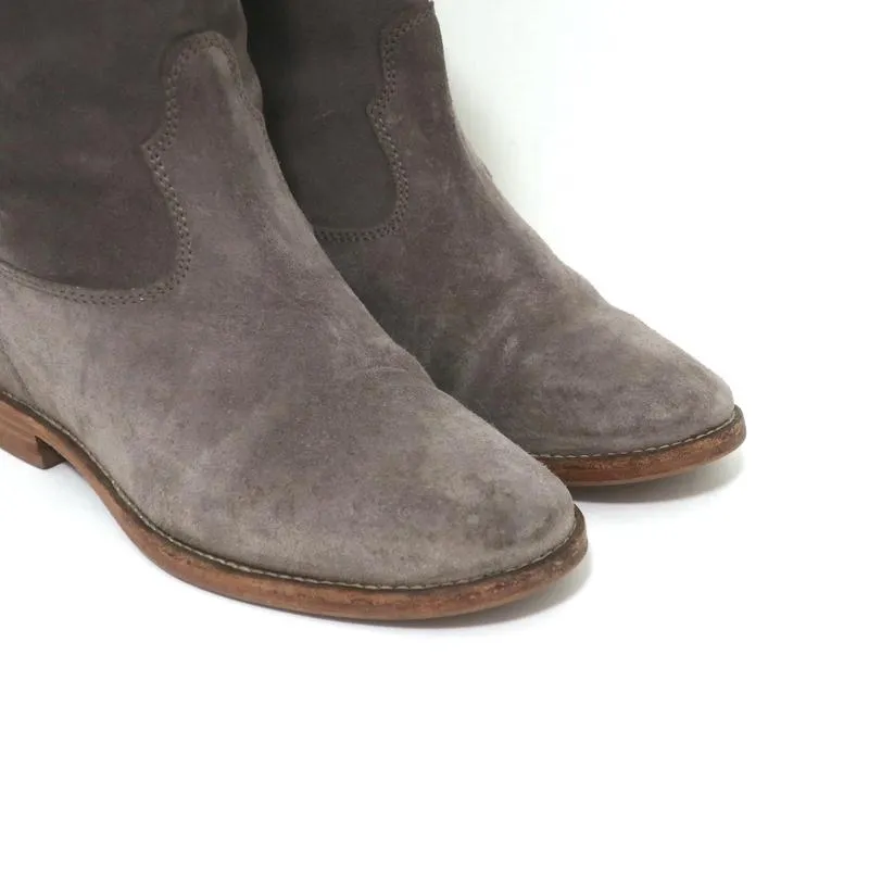 Isabel Marant Etoile Crisi Ankle Boots Gray Suede Size 38 Hidden-Wedge Booties