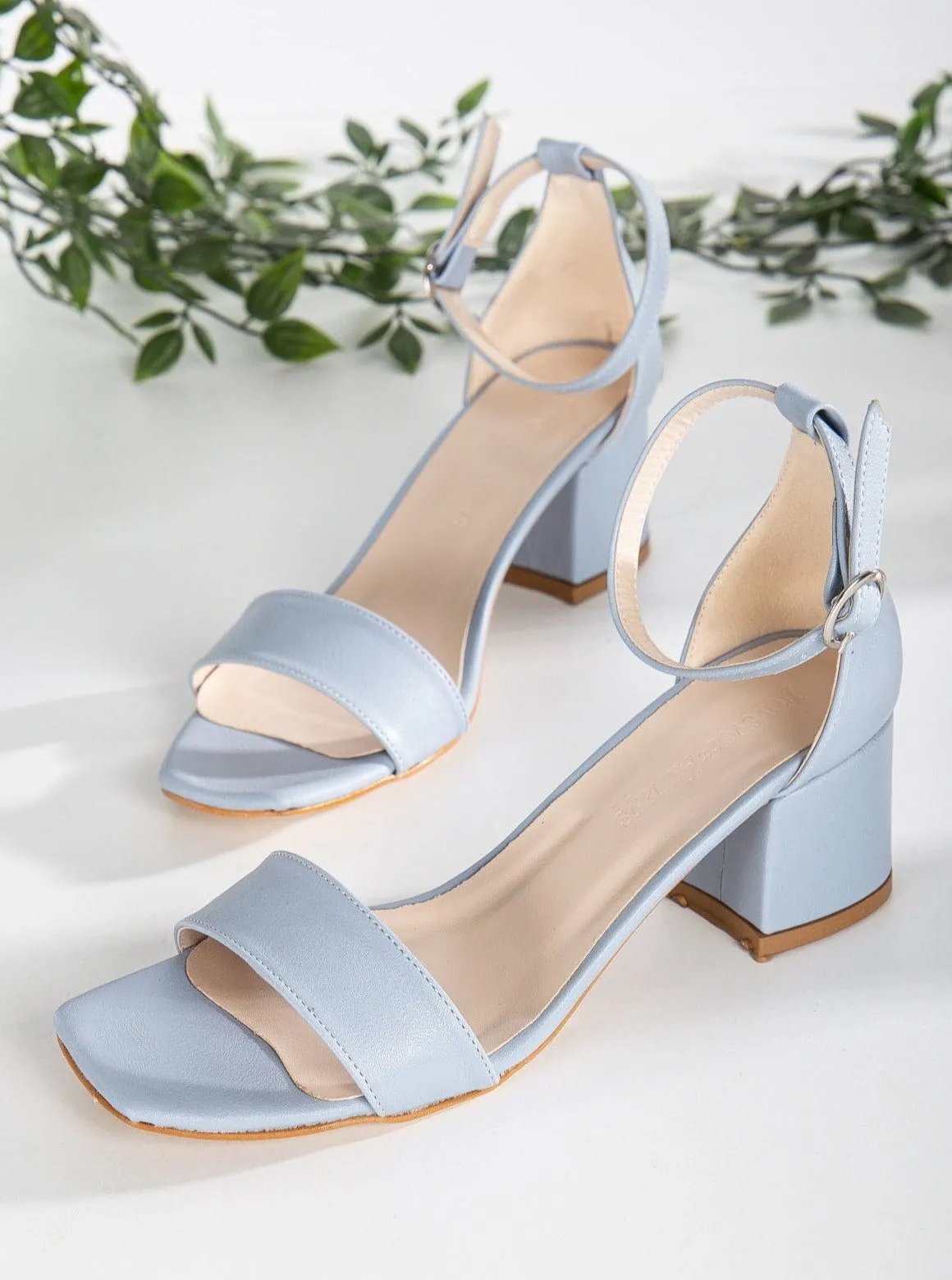 Iva Vegan Leather Low Heel | Light Blue