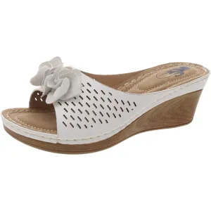 JULIET Womens Rosette Manmade Wedge Heels