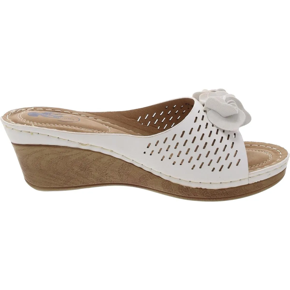 JULIET Womens Rosette Manmade Wedge Heels