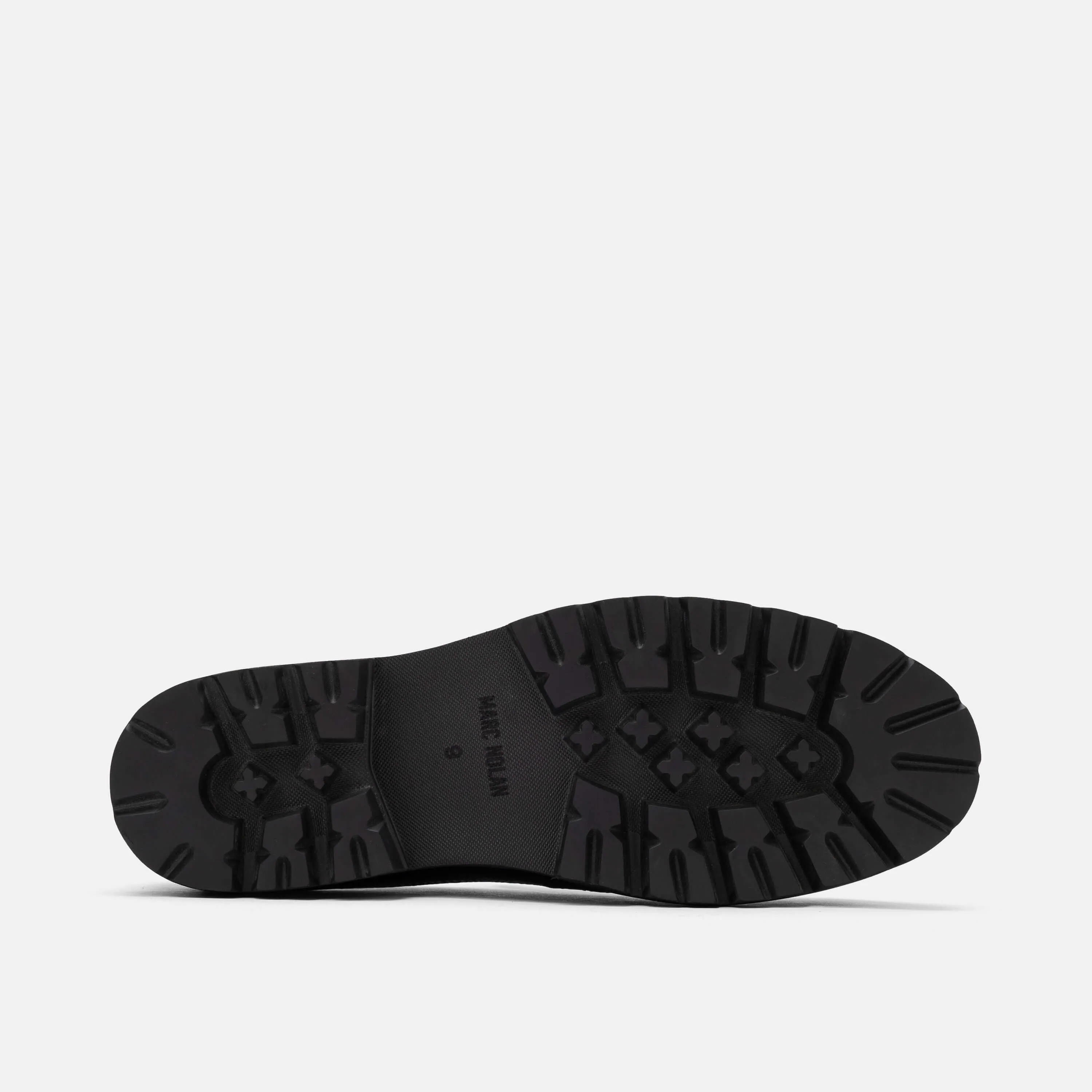 Kodone 'Scribble' Black Leather Lug Penny Loafers