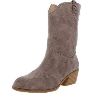 Layla Womens Faux Leather Wide Calf Mid-Calf Boots