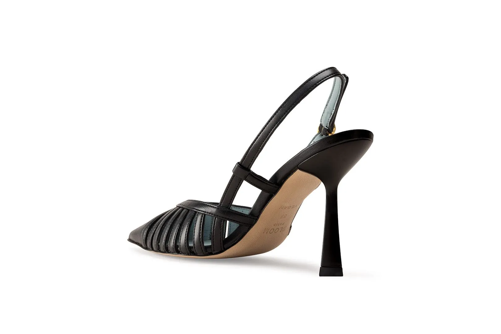Lila Vegan Apple Leather Slingback Heels | Black