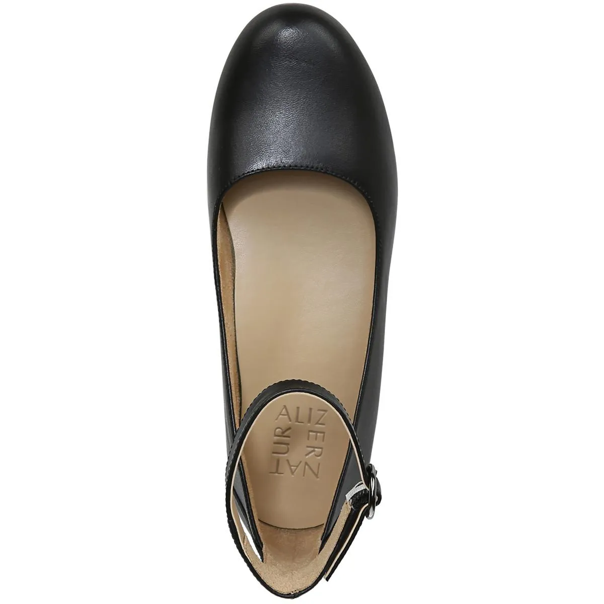 Maxwell Womens Leather Ankle Strap Ballet Flats