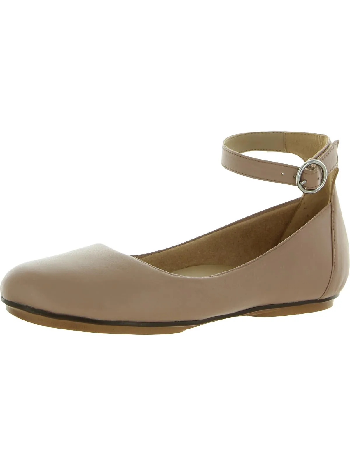 Maxwell Womens Leather Ankle Strap Ballet Flats