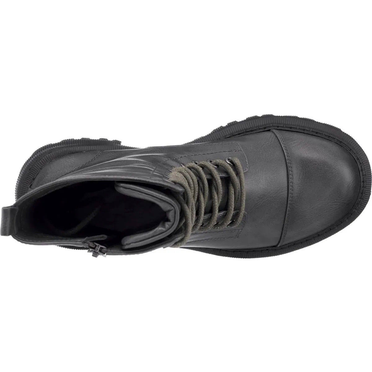 Mckay Womens Faux Leather Pull On Combat & Lace-up Boots