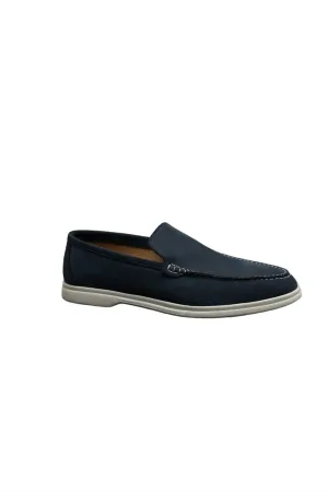 Men Yacht Leather Loafers In Navy