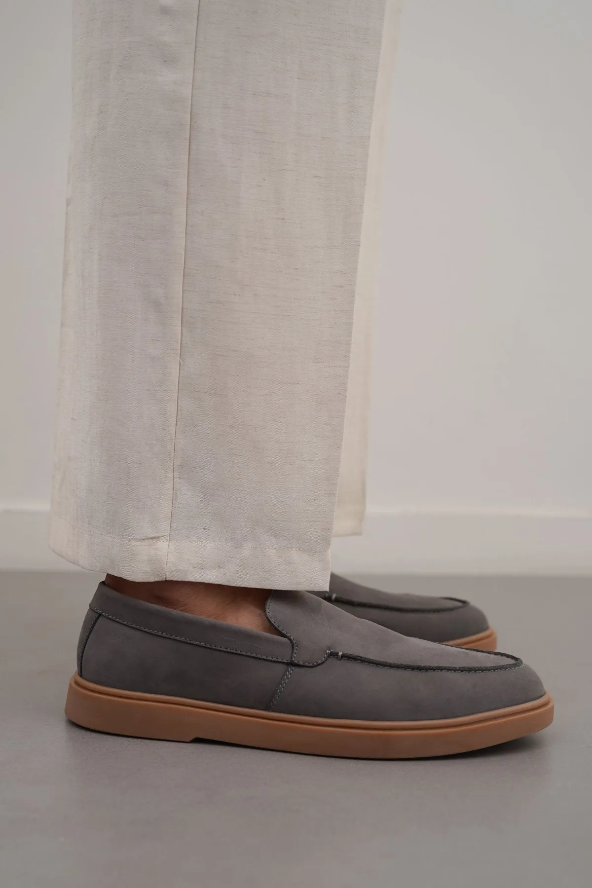 NUBUCK LEATHER SLIP-ON LOAFERS