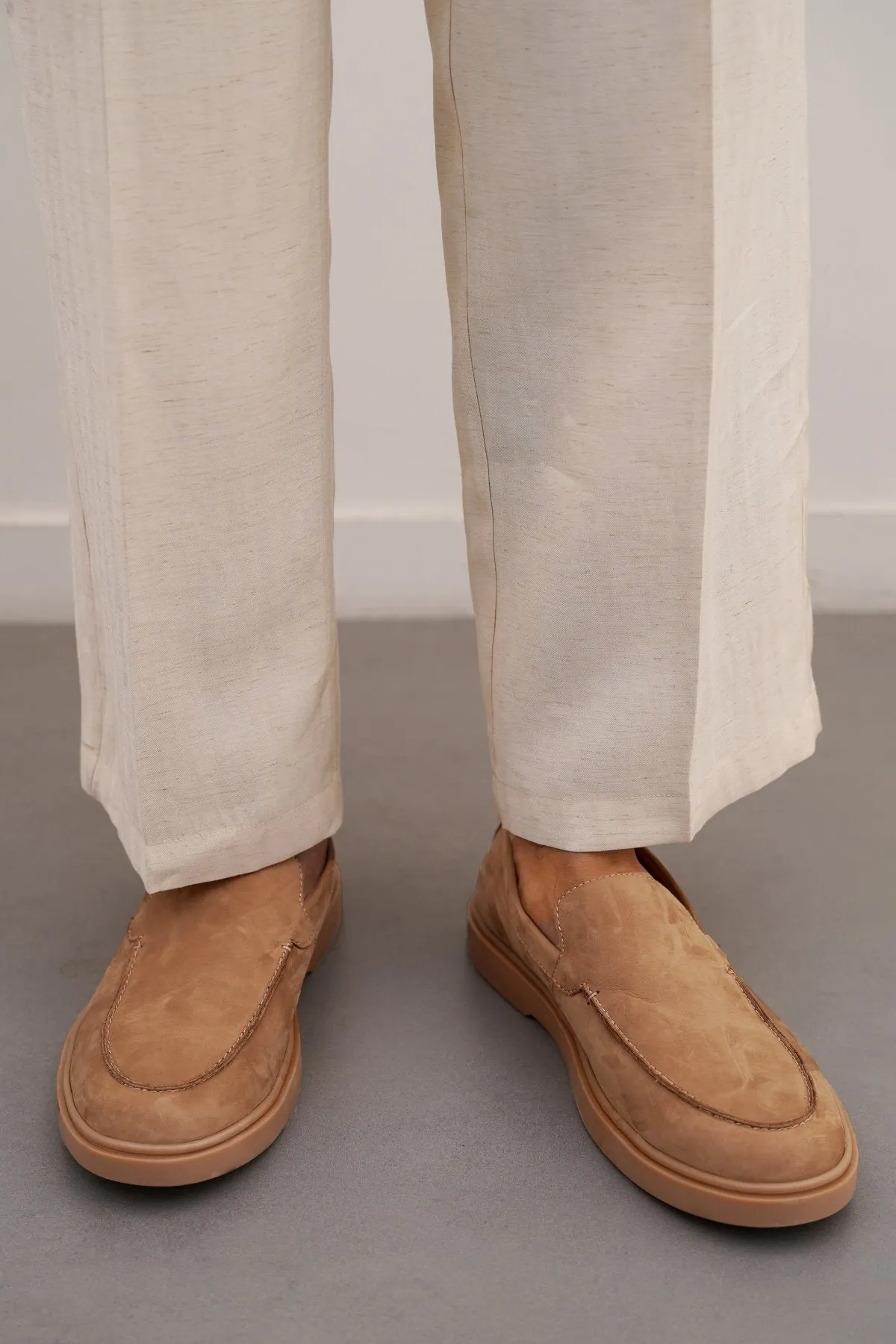 NUBUCK LEATHER SLIP-ON LOAFERS